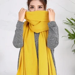 Strikket 2023 Efterår Vinter Kvinder Mænd Ensfarvet Tørklæde Imitation Cashmere Bandana Varm Kvinde Hijab tørklæder Bufanda Wrap Shawl