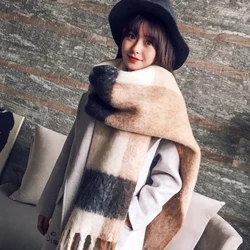 Ücretsiz kargo kadın erkekler örgü kış retro ekose eşarp takmiti kekmir pashmina sıcak scarve pareo fulard mujer sarma şal