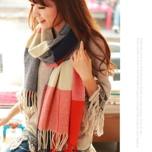 190*50 cm Automne Hiver Femme Laine Plaid Écharpe Femmes Cachemire Foulards Large Treillis Long Châle Wrap Couverture Chaud Tippet Livraison Directe
