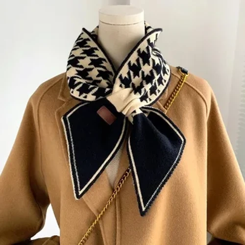 Varm kashmirhalsgips halsduk för kvinnor rutig halsduk stickade halsdukar långa mager små halsdukar bandana kvinnlig foulard 2023