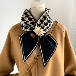 Eșarfă caldă de cravată de cașmir pentru femei Batic în carouri eșarfe tricotate lungi și slabe eșarfe mici Bandana pentru femei Foulard 2023
