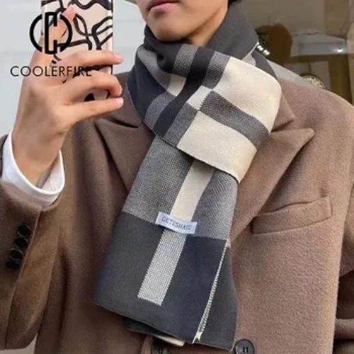 Mùa Đông Nam Khăn Giữ Ấm Khăn Quàng Cổ Thời Trang Thương Hiệu Nhà Thiết Kế Đan Cổ Miếng Dán Cường Lực Len Cashmere Khăn Choàng Quấn AC2228