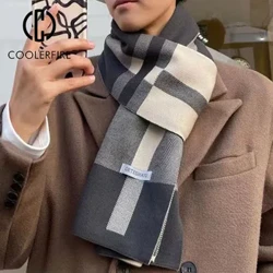 Vinter Herre Skjerf Hold Varm Skjerf Uformell Mote Merkedesignere Strikk halstørkle Patchwork Ull Cashmere Skjerf Sjal Wrap AC2228