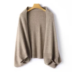 Kaschmir Cape Drapered Iwwer Damen Strécke Warm Jacke Neien Dual-Zweck Schal fir Hierscht a Wanter