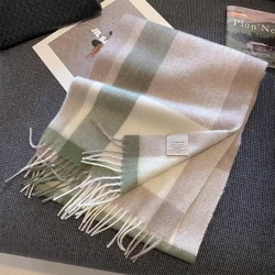 Sgarff Wlân 100% o Ansawdd Uchel Ffasiwn Merched Clasurol Meddal Cashmere Muffler Merched Siôl Thermol Cynnes Y Tu Allan i'r Hydref Gaeaf