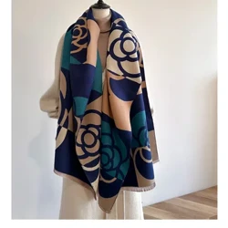 Thiết kế chặn màu thu đông đa năng, khăn choàng giả cashmere đa năng, khăn choàng giả len dài và ấm áp