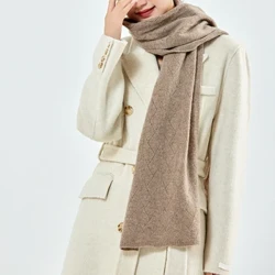Nguyên Chất 100% Khăn Len Nữ Mùa Đông Dệt Kim Chắc Chắn Ấm Cashmere Cao Cấp Dài Khăn Choàng Thời Trang Hàn Quốc Kim Cương Rỗng Mềm Mại Quấn