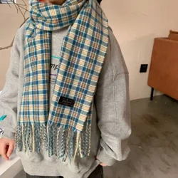 Japansk koreansk stil söt söt rutig barn halsduk höst vinter varma pojkar flickor stickade ull halsdukar