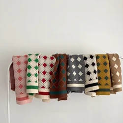 Deer jonmi-bufandas tejidas de estilo coreano para niños pequeños, chal elegante a cuadros, estilo coreano, grueso, cálido, invierno