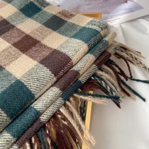 Pamwallymensa-bufanda de invierno para mujer, bufandas Tippet de marca de lujo para mujer, chales a cuadros, estilo británico cálido, grueso, 2023