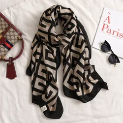 Plaid Scarf No nā Wahine Summer Sun Protection Spring Autumn Fashion Shawl Thin Cotton Linen Silk Scarf Nui Nui 180*90cm