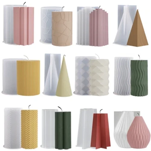 Cylinder Silikone Lyseform DIY Stripe Stearinlys Middagspynt Fremstilling af gips Epoxyharpiksforme Home Decor Håndlavede gaver