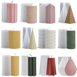 Silindr silikon şem galyndy DIY zolakly şemler agşamlyk bezegi gips epoksi rezin galyplary öý bezegi elde ýasalan sowgatlar