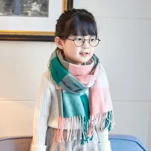 2023 Barneimitasjon Cashmere rutete skjerf Høst Vinter Lang Baby Tykket Varmt Skjerf for menn og kvinner Foreldre Barnesjal