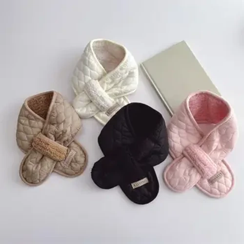 Barn Vinterskjerf Varmt fleeceforet rutet skjerf for barn Myk bomullshalsvarmer med kryssdesign Klassisk for høsten
