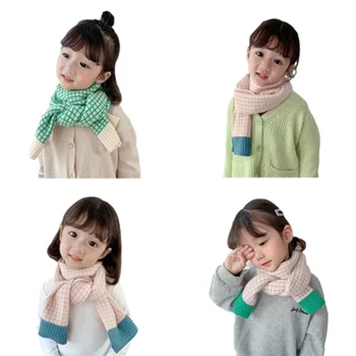 Autunno Inverno Sciarpe per bambini Plaid lavorato a maglia Sciarpa per bambini per ragazze Ragazzi Scaldacollo per bambini Fazzoletto da collo Sciarpe per bambini all'aperto 2-6Y