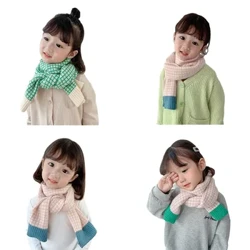 Outono inverno crianças cachecóis de malha xadrez crianças cachecol para meninas meninos pescoço mais quente crianças lenço ao ar livre cachecóis do bebê 2-6y