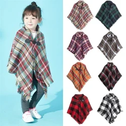 Thời Trang Thu Đông Ấm Áp Cho Bé Kids Bé Gái Khăn Áo Choàng Kẻ Sọc Đan Mũi Khăn Choàng Nhét Trẻ Em Khăn Choàng Cổ 5-14 tuổi