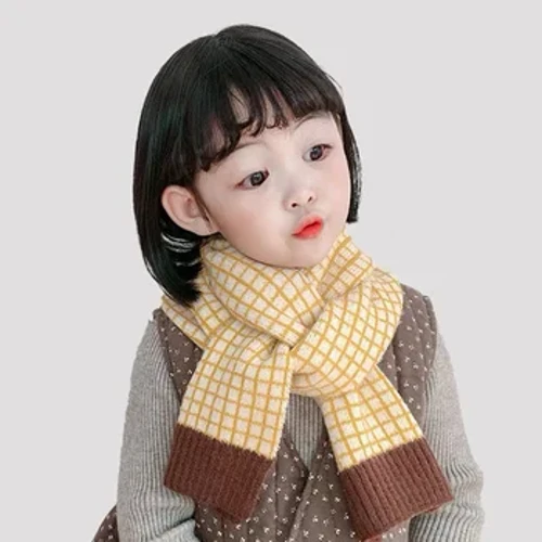 Nyankomst Barn Gutter Jenter Skjerf Vinter Varm Mote Patchwork Rutet Strikket Langt skjerf Barn Skjerf 2-15 år gammelt skjerf