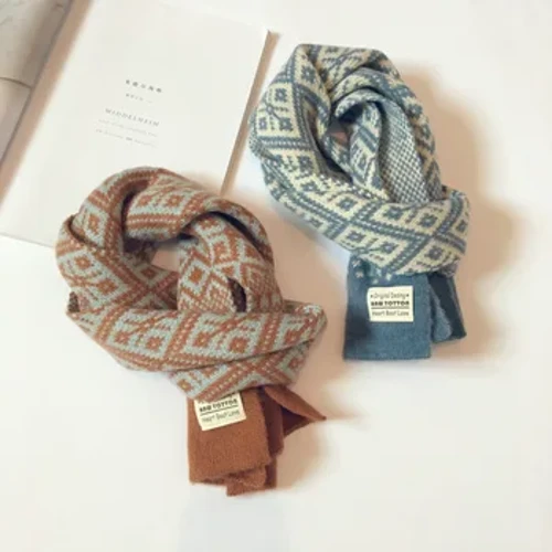 Sciarpa invernale per bambini Sciarpa di lana lavorata a maglia per bambini Autunno Inverno Ragazze Sciarpa calda Scaldacollo scozzese per bambini Silenziatore per bambini