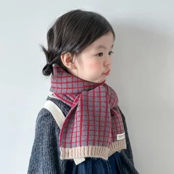 I-Autumn Winter Plaid Efudumele Izingane Izikhafu Intambo Kavolo Ethambile Eluke Intamo Ende Isikhafu Sezingane I-Muffler Yabafana Bamantombazane