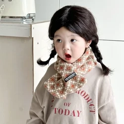 Outono inverno quente malha crianças cachecóis xadrez flor macio e confortável bebê crianças pescoço colar anel cachecol silenciador para meninos meninas