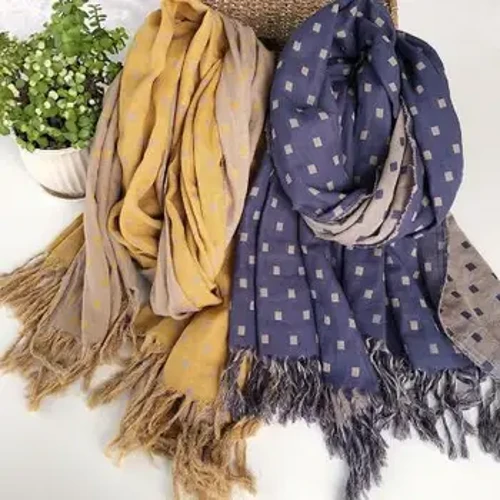 Design japonez Bumbac de iarnă Eșarfă caldă pentru femei, carouri dublu, eșarfă caldă îngroșată, șal cu aer condiționat pentru doamnă