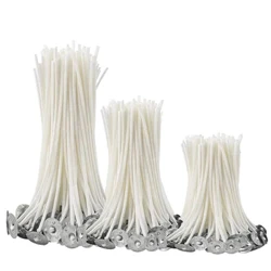 100Pc şem çybyklary 9/15 / 20 sm Çilim çekmeýän mum arassa pagta ýadrosy, DIY şem üçin öňünden mumdan ýasalan taýajyklar elde ýasalan şem ýasamak gurallary
