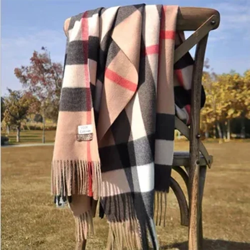 2024 Pamwallymensa Damen Schal Wanter Luxus Mark Tippet Schal fir Damen Plaid Schal Warm briteschen Stil Thicken Man