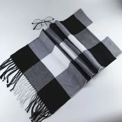 New Fashion Cashmere like Scarf Thickened Scarf Tassel Plaid Warm Mens and Womens All Match Shawl Scarf