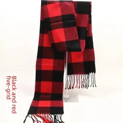 Winter Thick Men's Plaid Scarf Faux Cashmere Couple's Plaid Scarf Warm Gift