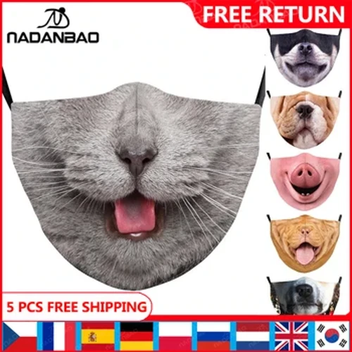 NADANBAO Dibertigarria Cosplay Aurpegia Cute Haurrentzako Maskara Katua Inprimatua Garbigarria Aho-mufla Moda Helduen Oihal Maskara Kawaii Maskarak Belarri-kakoa