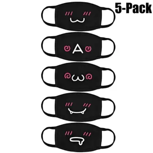 5Pcs / Gara Unisex multfilmini gülkünç aňlatma Pagta maskasy tozan geçirmeýän şemaldan goraýan multfilm aceüz agyz maskasy Aýal erkekler üçin Anime maskasy