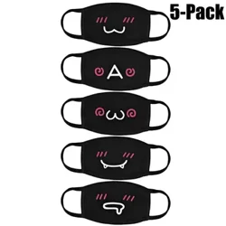 5tk/komplekt must unisex multikas Funny Expression puuvillane mask tolmukindel tuulekindel multikas näo-suu mask Anime mask naistele meestele