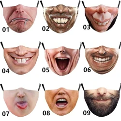 Halloween Voksne Munnmasker Morsomt trykt Bomullsblanding Ansiktsuttrykk Vaskbare mascaraer Ansiktsskjold Masque Ansiktsmasker