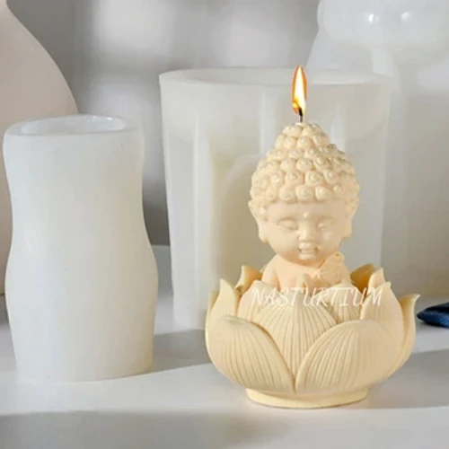 Meditasiýa Budda silikon şem galyp 3D Guanyin Tathagata Budda heýkeltaraşlyk rezin gips sabyn ýasamak gurallary öý sowgatlary
