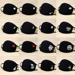 1PCS Katun Hitam Masker Debu Bisa Dicuci Kartun Ekspresi Gigi Meredam Wajah Respirator Anti Kpop Beruang Masker Mulut Bisa Digunakake Ulang