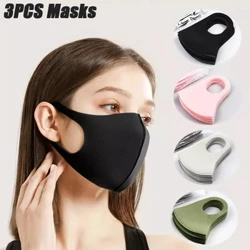 3/6/9/12 sany gubka maskalary Agz ýüzli maska ​​moda respirator, ýuwulýan ýuwulýan maska ​​gara ulular üçin gara