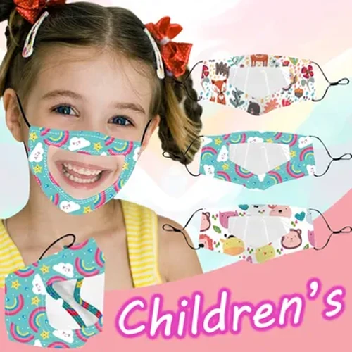 3 PC Anak-anak Faceshield Masker Wajah Transparan Topeng Luar Ruangan dengan Jendela Jelas Ekspresi Terlihat untuk Tunarungu Bisu Mascarilla