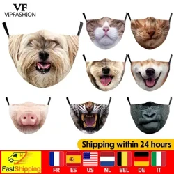 VIP FASHION Nakakatawang Kawaii Animal Cats Dogs Bibig Face Fabric Mask Washable Reusable Anti Dust Dustproof Mask Mascarilla