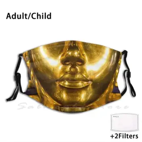 Yr Aifft Pharo Tutankhamun Portread Gorchudd Wyneb Aur Argraffu doniol y gellir ei ailddefnyddio Pm2.5 Mwgwd Wyneb Hidlo Tutankhamun Tutankhamen Pharaoh