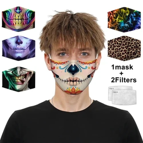 Makukulay na Pattern Mouth Mask Dustproof Protective PM2.5 Activated carbon Filter Paper Face Mask Nalalabahan Muling Nagagamit Mouth-muffle