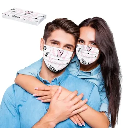 10PC Adult  Valentine's Day Printing Breathable Disposable Three-layer Mask
