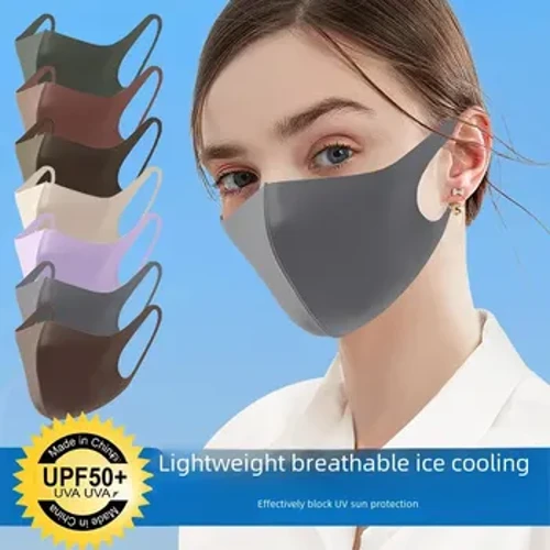I-Summer Ice Silk Sun Protection Imaski Ephefumulayo Ephefumulayo Ye-Ice Silk Sun Imaski Umbala Ohlanzekile Olenga Indlebe Imaski Epholile Ehlobo Le-Ice Silk Fabric Mask