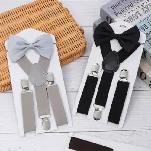 1 Pcs Suspender Elastis dengan Dasi Baru Fashion Suspender Anak Laki-laki Anak Perempuan dengan Dasi Kupu-kupu Aksesoris Tali Adjustable untuk Anak-anak