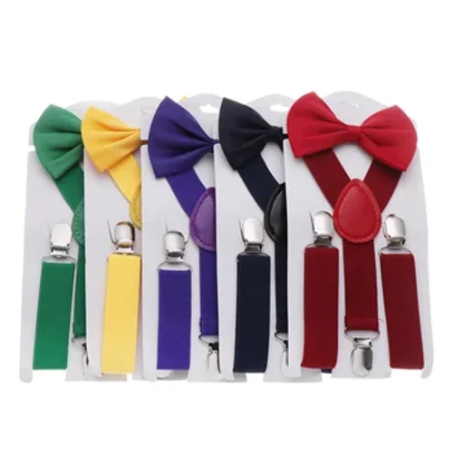 Bretele pentru copii cu papion Set papion pentru copii Băieți Fete Bretele Bretele elastice ajustabile Accesorii pentru cravate de nuntă pentru bebeluși
