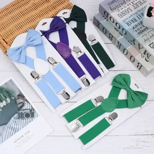 1 Pcs Elastic Suspender na may kurbata Bagong Fashion Suspender para sa mga bata Mga Batang Babae na May Bow Tie Mga Adjustable Straps Accessories Para sa mga bata