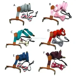 Conjunto de gravatas borboleta para bebês meninos, suspensórios combinando para casamento e l, dropship