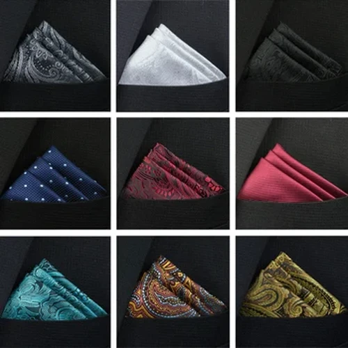 Mới Bỏ Túi Vuông Khăn Tay Phụ Kiện Họa Tiết Paisley Chắc Chắn Màu Sắc Vintage Kinh Doanh Phù Hợp Với Hanky ​​Ngực Khăn 25*25Cm