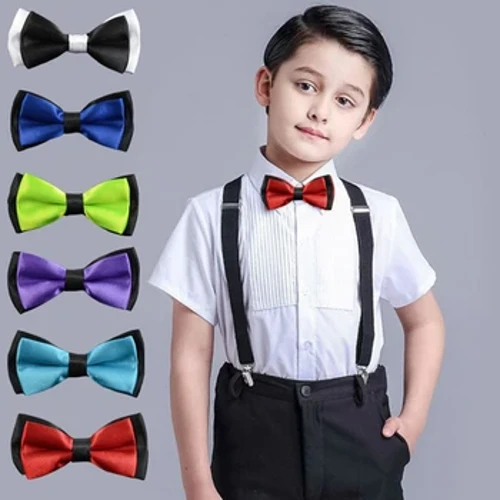 Nova moda meninos gravata borboleta de algodão 2 camadas gravata ajustável crianças gravata borboleta para festa estilo inglaterra meninas laços sólidos ds19